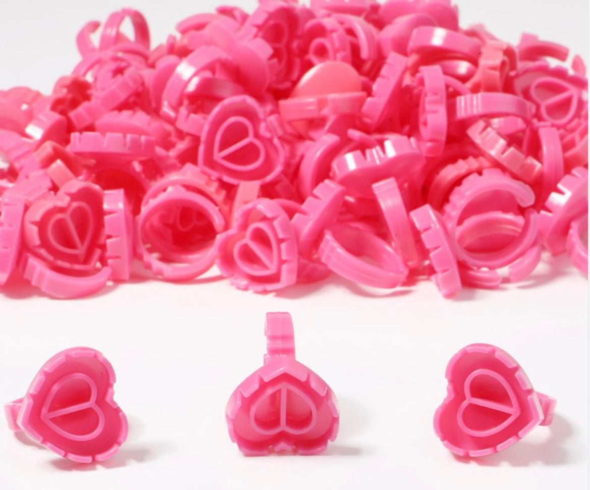 Pink heart glue rings 100
